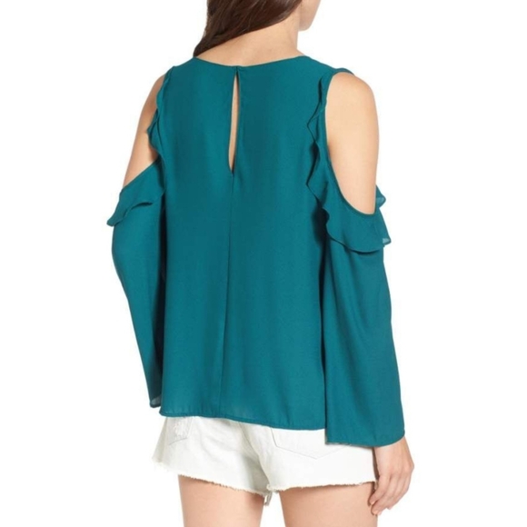 Lush Cold Shoulder Ruffle Top Ruffle Top - Picture 2 of 3